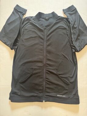 Oakley Black Zip-Up Athletic Bomber